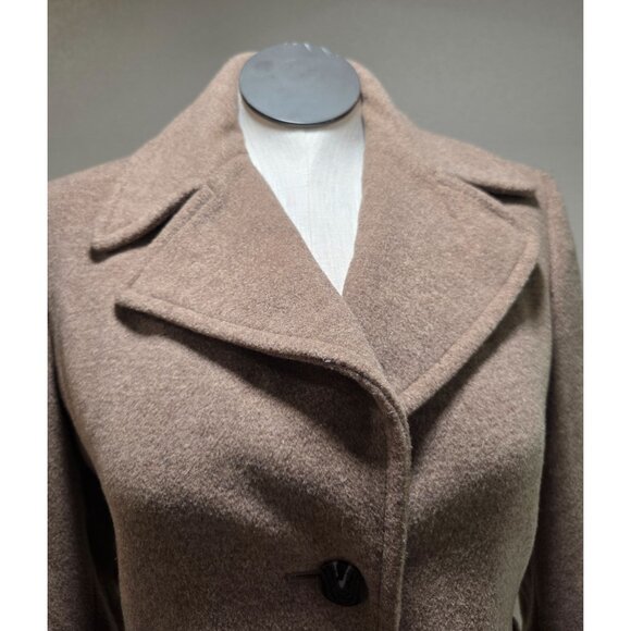 Womens Medium Brown Wool-Blend Coat With Decorative Buttons & Two Side Pockets - Picture 10 of 13
